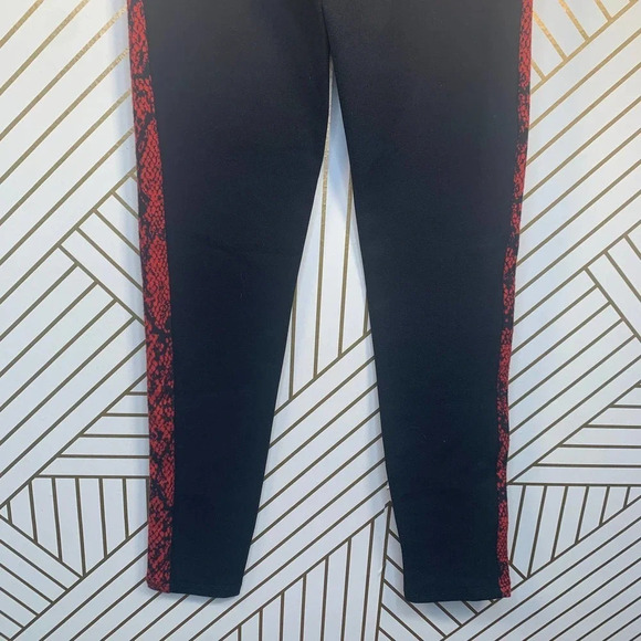 Zara Pants Snake Animal Print Side Stripe‎ Ponte Knit Black Leggings Size Small - Picture 8 of 12